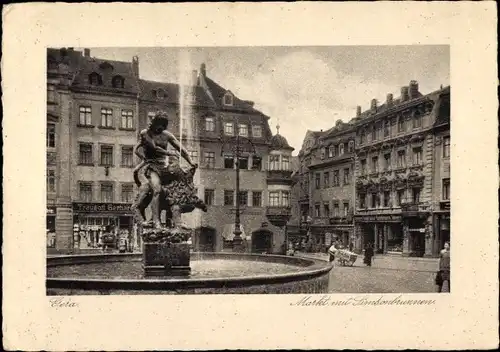 Ak Gera in Thüringen, Markt mit Simsonbrunnen