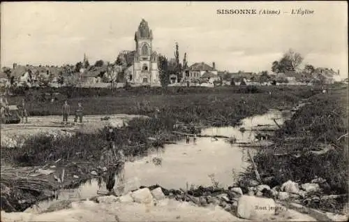 Ak Sissonne Aisne, Kirche