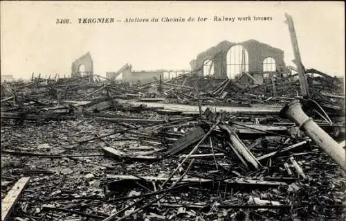 Ak Tergnier Aisne, Ateliers du Chemin de fer, Eisenbahnarbeiterhäuser