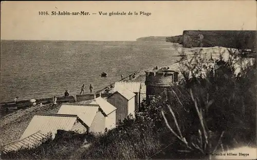 Ak Saint Aubin sur Mer Seine Maritime, La Plage