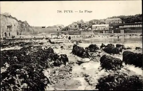 Ak Puys Dieppe Seine Maritime, Der Strand