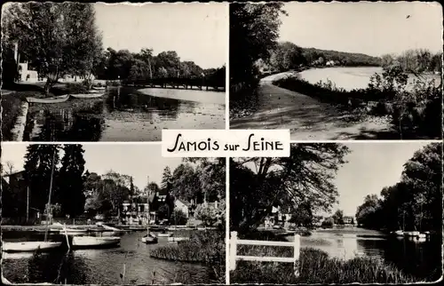 Ak Samois sur Seine Seine et Marne, Boote, Fluss, Hafen