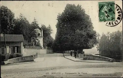 Ak Melun Seine et Marne, Promenade de Vaux