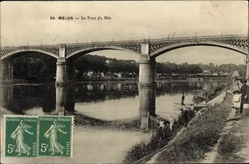 Ak Melun Seine et Marne, Le Pont du Mee