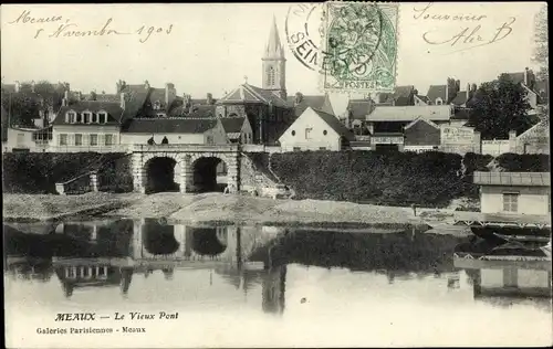 Ak Meaux Seine-et-Marne, Die alte Brücke