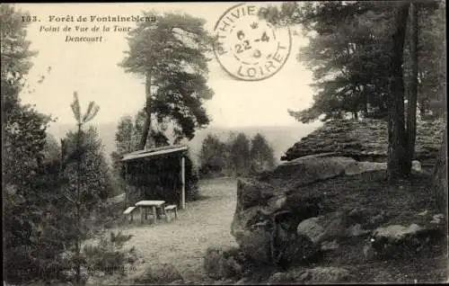 Postkarte Fontainebleau Seine et Marne, Wald, Aussichtspunkt des Denecourt-Turms