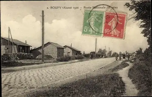 Ak Roupy Aisne, Nationalstraße, Postämter