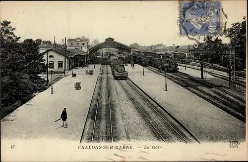 Ak Châlons-sur-Marne, La Gare