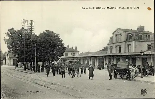 Ak Châlons-sur-Marne, Place de la Gare