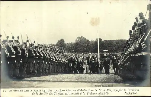 Ak Paris XVI, Courses d'Auteuil, Alphonse XIII., Präsident der Gesellschaft