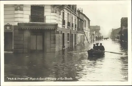 Postkarte Paris XV Vaugirard, Quai de Grenelle, Rue Rouelle, Überschwemmung der Seine Januar 1910