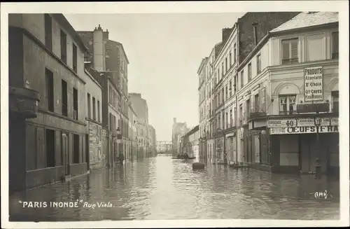 Postkarte Paris XV Vaugirard, Rue Viala, Die große Seine-Flut Januar 1910