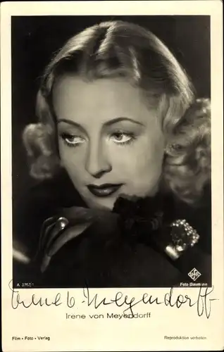 Ak Schauspielerin Irene von Meyendorff, Portrait, Autogramm