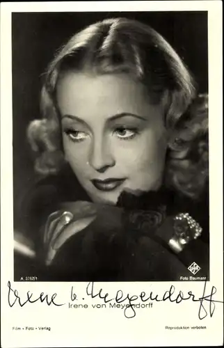Ak Schauspielerin Irene von Meyendorff, Portrait, Autogramm