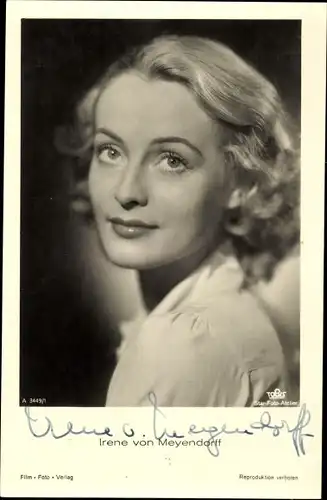Ak Schauspielerin Irene von Meyendorff, Portrait, Autogramm