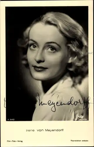 Ak Schauspielerin Irene von Meyendorff, Portrait, Autogramm