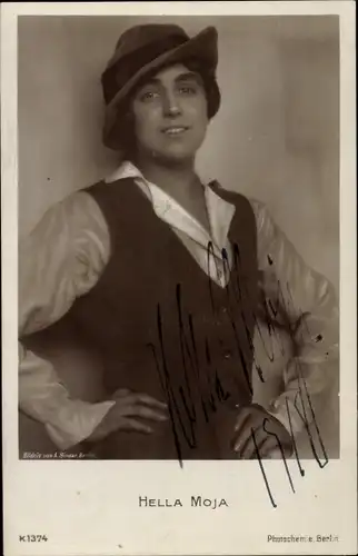 Ak Schauspielerin Hella Moja, Portrait, Photochemie K. 1374, Autogramm