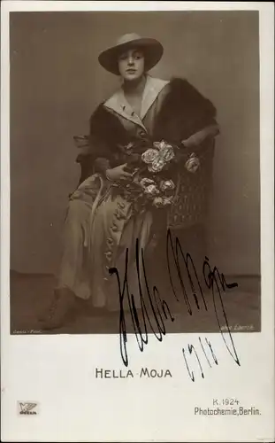 Ak Schauspielerin Hella Moja, Portrait, Photochemie K. 1924, Autogramm