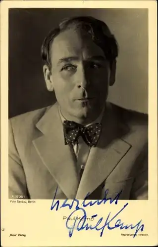 Ak Schauspieler Paul Kemp, Portrait, Autogramm