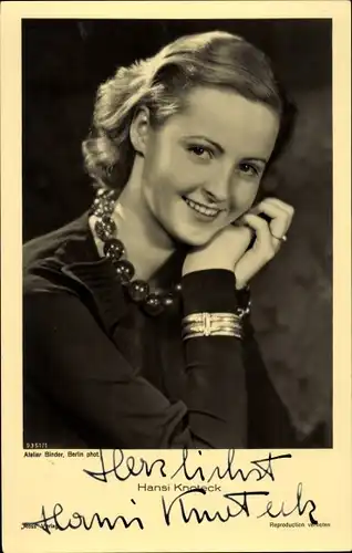 Ak Schauspielerin Hansi Knoteck, Ross Verlag 9351 1, Autogramm