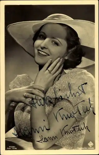 Ak Schauspielerin Hansi Knoteck, Portrait, Ross, Autogramm
