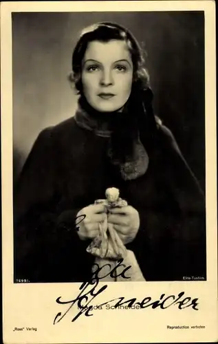 Ak Schauspielerin Magda Schneider, Portrait, Ross Verlag 7699/1, Autogramm