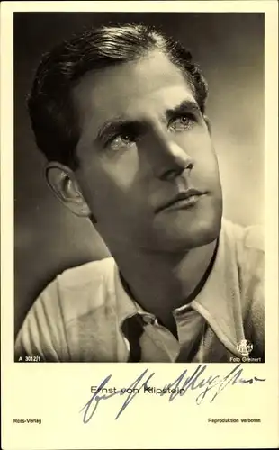 Ak Schauspieler Ernst von Klipstein, Ross Verlag A 3012 1, Autogramm