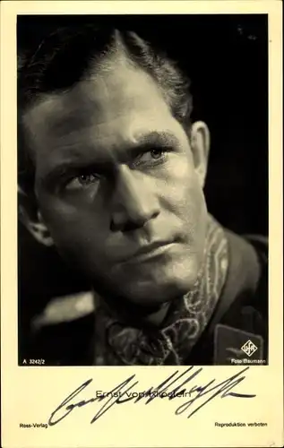 Ak Schauspieler Ernst von Klipstein, UFA Film, Portrait, Ross A 3242 2, Autogramm
