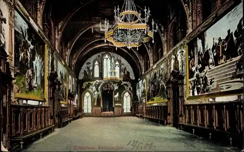 Ak Hildesheim in Niedersachsen, Rathaus Saal