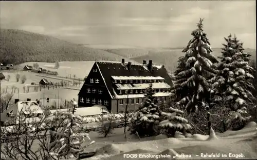 Ak Rehefeld Zaunhaus Altenberg im Erzgebirge, FDGB Ferienheim Aufbau, Winter