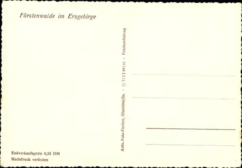 Ak Fürstenwalde Geising Altenberg Erzgebirge, Totalansicht