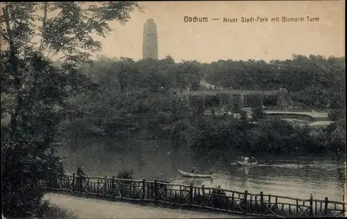 Ak Bochum im Ruhrgebiet, Neuer Stadtpark, Bismarck-Turm