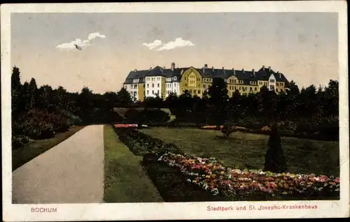 Ak Bochum im Ruhrgebiet, Stadtpark, St. Josephs-Krankenhaus