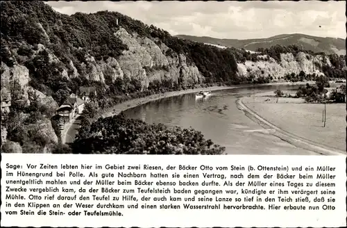 Ak Pegestorf an der Weser, Steinmühle, Teufelsmühle, Sage