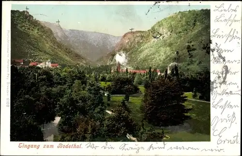 Ak Thale im Harz, Eingang zum Bodetal