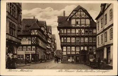 Ak Hann. Münden in Niedersachsen, Alte Häuser, Ecke Markt und Langestraße