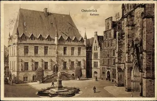 Ak Osnabrück in Niedersachsen, Rathaus, Denkmal