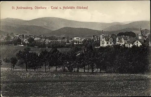 Ak Sankt Andreasberg Braunlage im Oberharz, Gesamtansicht, Heilstätte Glückauf