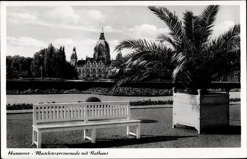 Ak Hannover in Niedersachsen, Maschseepromenade, Rathaus