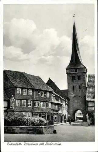 Ak Duderstadt im Eichsfeld, Westerturm, Lindenzaun