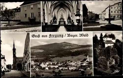 Ak Freyung im Bayerischen Wald, Ortsansicht, Kirche, Teilansichten