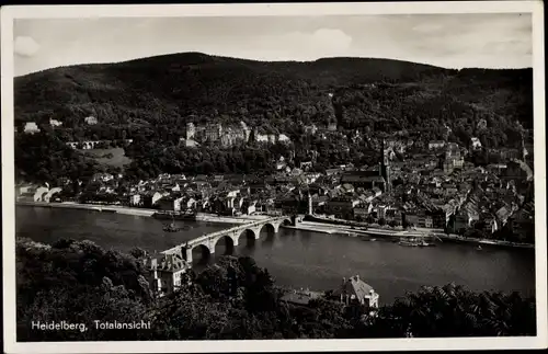Ak Heidelberg am Neckar, Totalansicht, Brücke