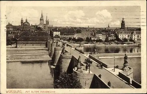 Ak Würzburg am Main Unterfranken, Alte Mainbrücke