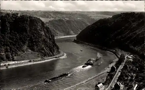 Ak Sankt Goarshausen am Rhein, Loreley, Felsental, Schleppzug