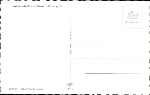 Ak Hasel in Baden, Erdmannshöhle, Fürstengruft