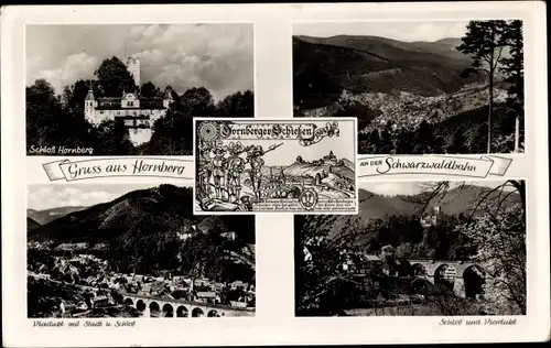 Ak Hornberg im Schwarzwald, Schloss, Viadukt, Panorama