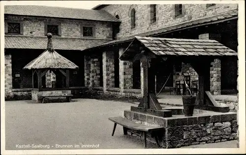 Ak Bad Homburg vor der Höhe Hessen, Kastell Saalburg, Brunnen im Innenhof