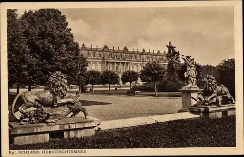 Ak Herrenchiemsee Herreninsel Chiemsee Oberbayern, Königliches Schloss