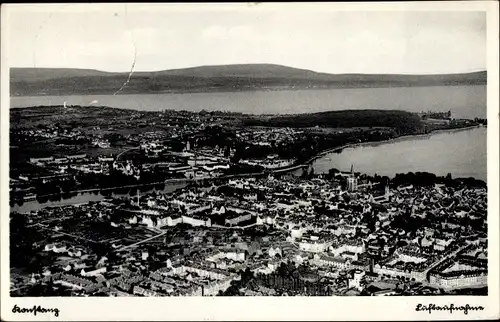 Ak Konstanz am Bodensee, Panorama, Fliegeraufnahme, Restaurant Post