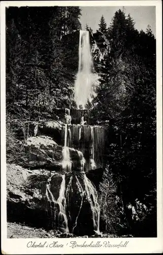 Ak Oker Goslar am Harz, Hotel Romkerhalle, Okertal, Romkerhaller Wasserfall